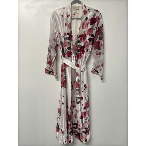 Vintage California Dynasty Robe Women's‎ Size Small Floral Satin Belt #35